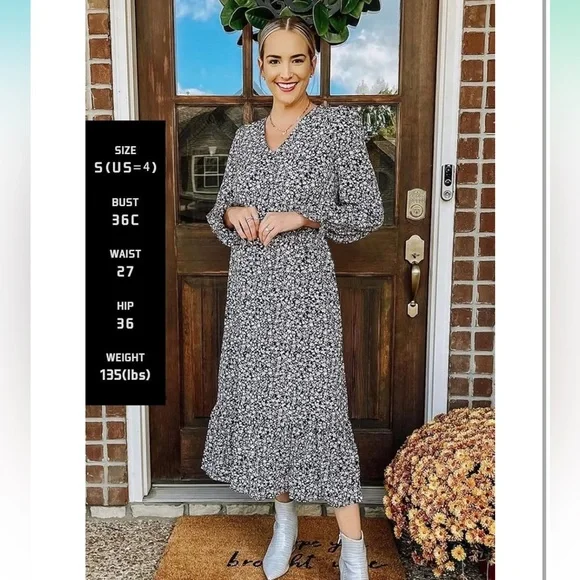 PRETTYGARDEN Long Sleeve Maxi Floral Dress - M - Picture 3 of 14